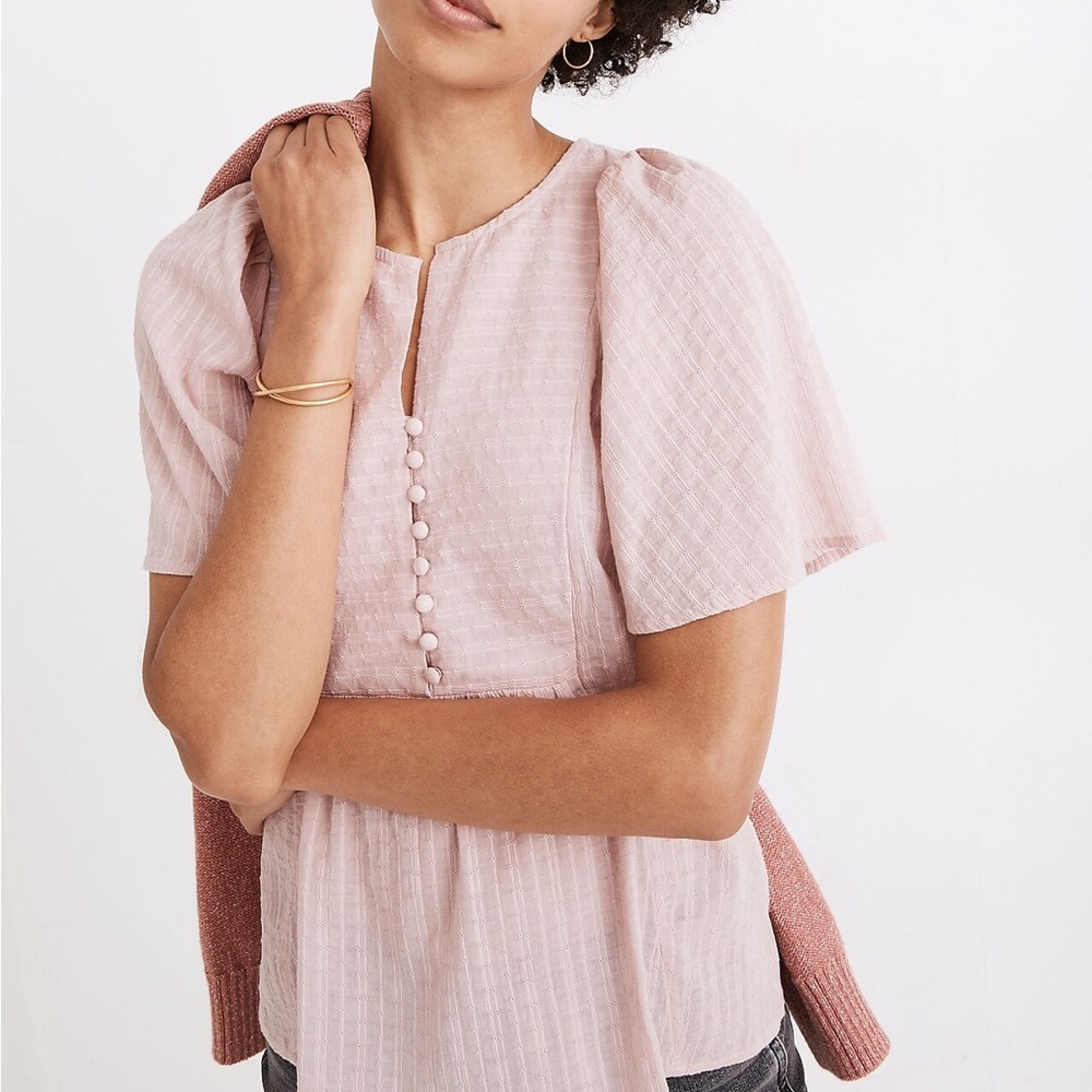 Madewell courtyard flutter sleeve top, blush pink XS EUC oversized